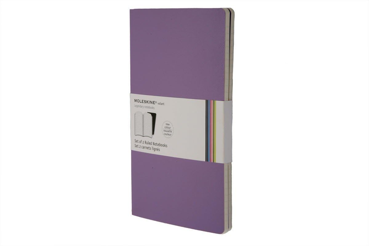 MoleskineVolant Notebook (Set of 2), Large, Ruled, Light Violet, Brilliant Violet, Soft Cover (5 x 8.25)