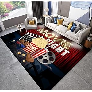 Full Size Vintage Movie Area Rug,3x4ft, Movie Theater Decor Accessories Home Theater Rug Cinema Sign Washable with Non-Slip Backing Home Decor Gamer Room Decor Living Room 36x48in Full Size Vintage Movie Area Rug3x4ft Movie Theater Decor Accessories Home Theater Rug Cinema Sign Washable with Non Slip Backing Home Decor Gamer Room Decor Living Room 36x48in