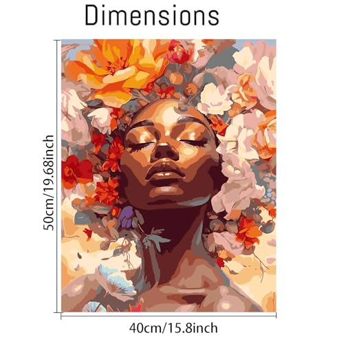 Image of Clendo DIY African Woman Paint by Numbers for Adults Canvas, Flowers and Girl Paint by Number Kits on Canvas - Oil Painting Kits Arts and Crafts for Home Decor 16x20 inch(Without Frame)