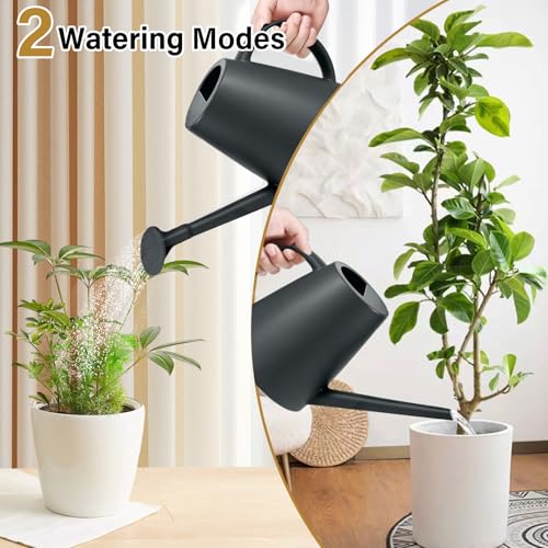 Image of Plastic Watering Can - for Home Plant Garden - 1 /2 Gallon - Grey