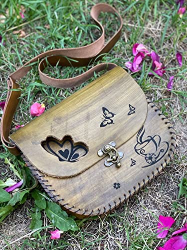 Vintage Premium Tree and leaf Pattern Crazy Horse Leather Cross-body Handmade Shoulder Bag Medium size4