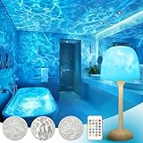 LINKOJI 4 in 1 Shower Lamp Waterproof Bathroom Lamp Ocean Wave Projector Light Northern Galaxy Light 16 Color Rechargeable Remote Control lumena Lamps for Inside Shower/Bathtub