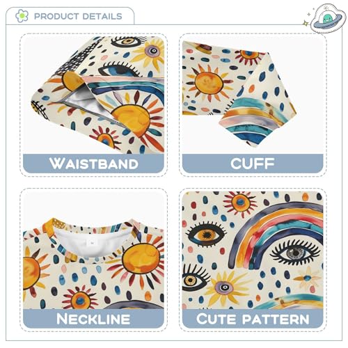 JUNZAN Evil Eyes Ball Moon Sun on Rainbows Kids Girls Pullover Hoodie Fleece Hoodie for Boys Party 4T3