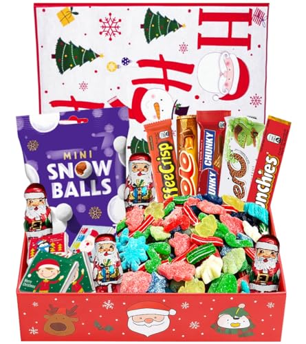 Christmas Chocolate Gift & Sweet Box | Festive Ho Ho Ho Hamper with Mixed Chocolates Santa Xmas Sweets| Ideal Christmas Gifts for Family & Friends