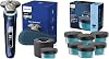 Philips Electric Shaver 9000 Series Mens Electric Shaver with Washer 72 Blades, Rotary, Bath Shaving, Washable Available S998050 Adria Blue Cleaning Solution 6 Piece Shaver S5000, S7000, S9000