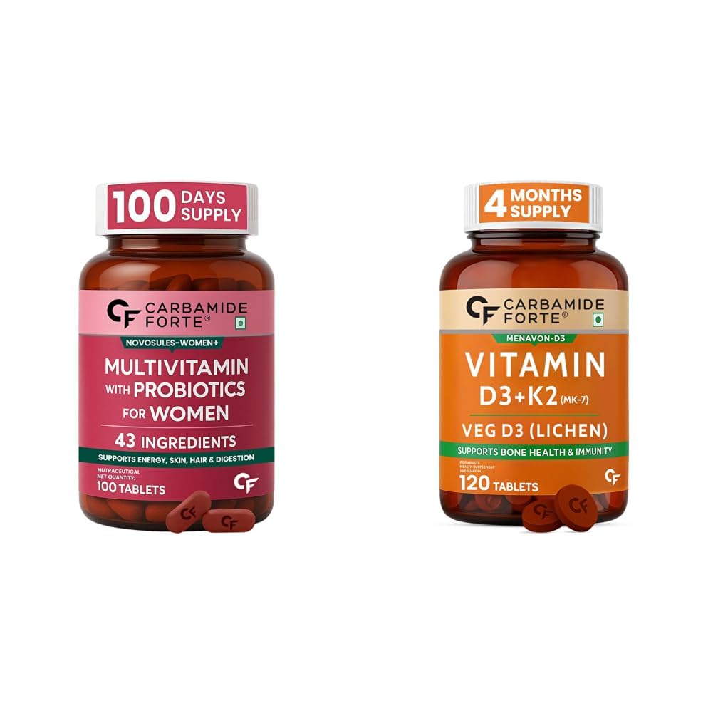 Carbamide Forte Multivitamin Tablets for Women | Multi Vitamin Supplements for Womens With Probiotics | Multivitamin Tablet for Women With 43 Ingredients To Support Energy & Health - 100 Tablets-picture-33
