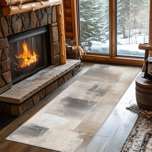 Tapis abstrait moderne marron et gris grand format 230x320 cm pour salon - 4