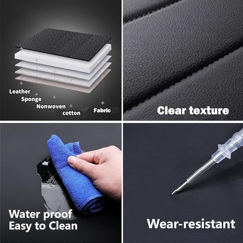 chifeng Schwarzer Autositzbezug, modischer Stil, Kunstledermaterial, verschleißfest und atmungsaktiv, leicht zu reinigen, umweltfreundlich und geruchsneutral, Zweiteiliger Autobezug für VW