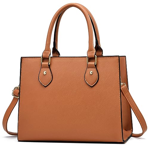Image of CHICAROUSAL Crossbody Purses and Handbags for Women PU Leather Tote Top Handle Satchel Shoulder Bags (Brown)
