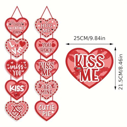 Image of 1 Pair Heart Door Sign Red Heart Paper Door Hanger Love Door Decorations Wedding Party Anniversary Home Front Door Decorations Window Wall Heart Shaped Decor