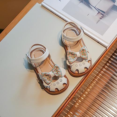 Girls Soft Closed Toe Princess Flat Toe Half Sandals With Bow Shoes Summer Sandals(Toddler/Little Slide on Sandals Girls4