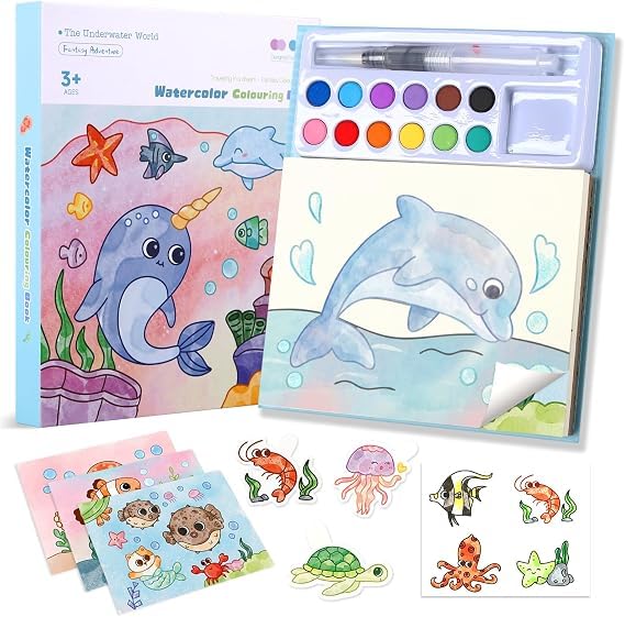Image of Watercolor Painting and Doodle Set for Kids, Water World