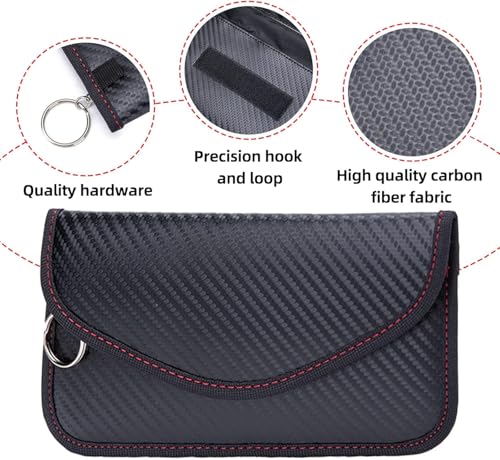 Image of 1PCS Black Striped Faraday Pouch, Anti-Theft Keyless Entry Protector, Signal Blocking Faraday Bag for Car Key Phone, Portable Storage Pouch for Men Outdoor Vehicle Safety
