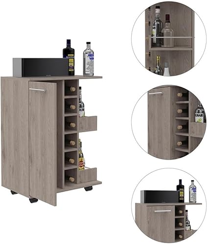 Vista 20 de TUHOME Carrito de barra de madera de ingeniería en negro