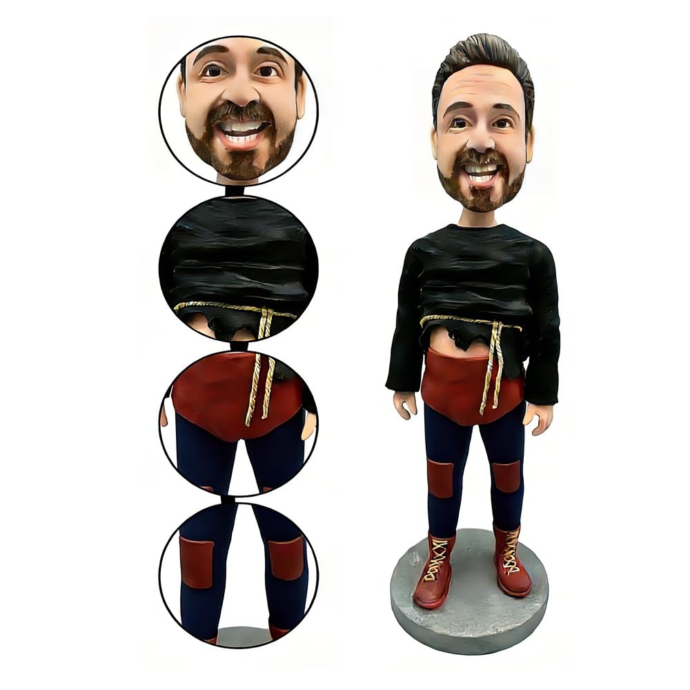Individuelle Wackelkopf-Figur, personalisiertes Mädchen mit Bär auf Stuhl, handgefertigte Puppe aus Foto, einzigartiges Geschenk für Kindergeburtstage, Party, Heimdekoration