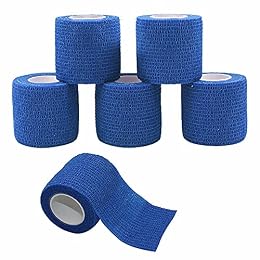 [6 Pack-2" x5Yards] MINGYUE Self Adhesive Bandage Wrap,Athletic Tape,Sports Tape,Wrist and Ankle Wrap Tape,Cohesive Bandage for Vet Wrap(Blue)