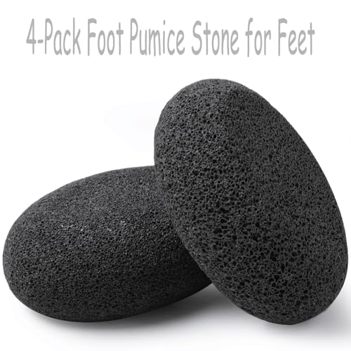 image for Natural Foot Pumice Stone for Feet, Borogo 4-Pack Lava Pedicure Tools 