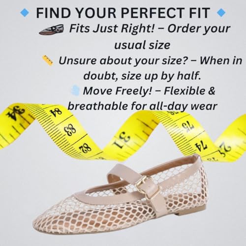 Image of EMMA NEW YORK Mesh Ballet Flats for Women, Mary Jane Mesh Ballet Flats Shoes for Women with Buckle Strap