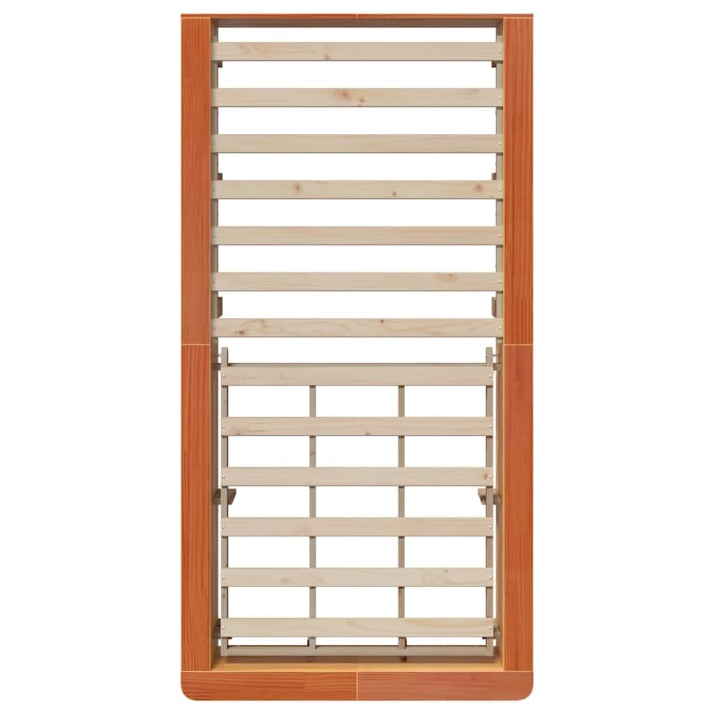 Marco de cama marrón cera, 100 x 200 cm, madera de pino maciza, estructura individual con somier, robusta cama de plataforma para adultos y jóvenes, muebles de dormitorio duraderos