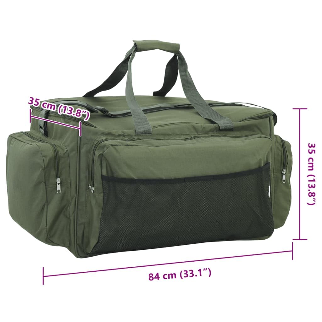 Angeltasche Wasserdicht 84cm Große Angeltaschen aus 600D Oxford Gewebe mit Schultergurt Angelkoffer für Angelzubehör Transport Dunkelgrün