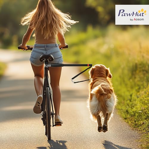 PawHut Fahrradleine für Hunde Hundeleine Einfache Demontage und Installation Fahrrad Hundeleine für Radfahren, Fahrrad, Joggen, Training, Schwarz