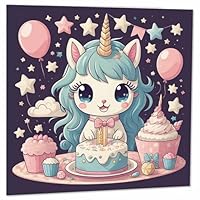 Chibi Unicorn Birthday Card Kids Happy Birthday Cards for Children 145 x 145mm