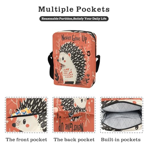 Hedgehog Red Cute men's messenger bag Small Crossbody Bags Casual Womens Purse Adjustable Strap for Shopping School2