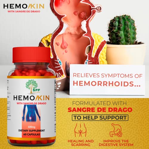 Spf Hemokin With Sangre De Drago – Hemorrhoid And Fissure Relief Supplement, Helps With Itching, Swelling (60 Caps) Natural Products. (1) #TOP1