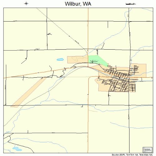 Large Street & Road Map of Wilbur, Washington WA Printed poster size