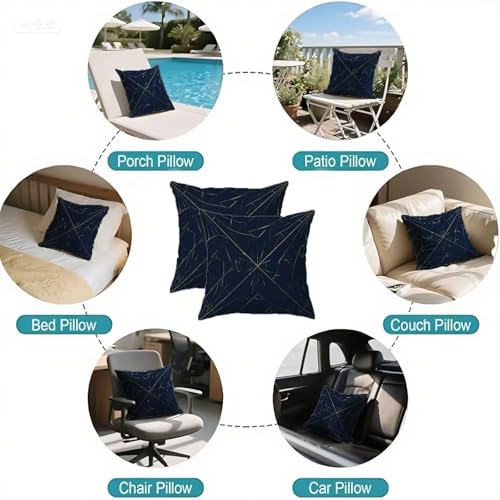 Housse de coussin imperméable 55x55 bleu géométrique double face - 6
