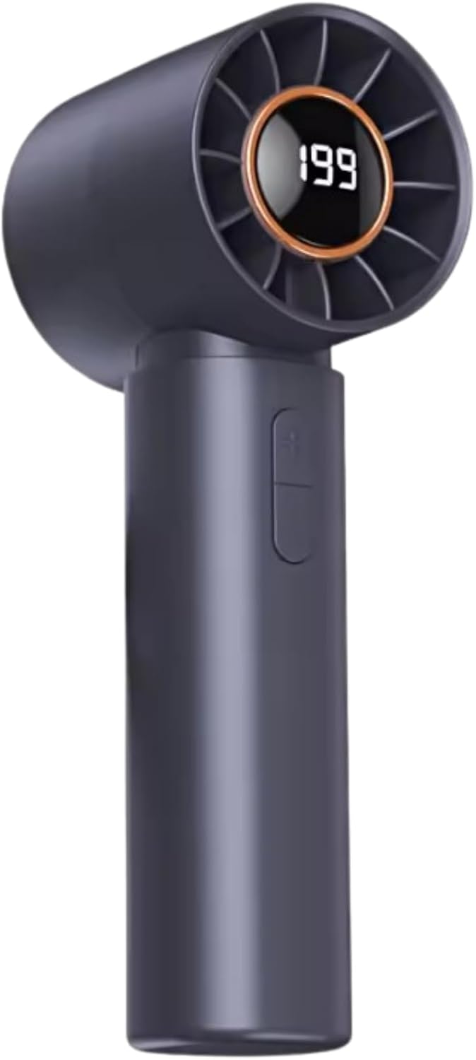 Portable Mini Usb Rechargeable Turbo Digital Display Hand Fan Cooler T12 Gray