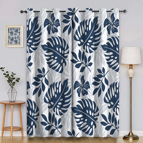 Genérico Cortinas Opacas Térmicas Aislantes 2 Piezas - 100x160cm, Hojas de Hoja de Tortuga, Cortinas Decoración Salón/Dormitorio, con Anilla de Cortina CLA5634