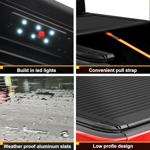 Image of ONINE Low Profile Pull-Lock-Go Retractable Tonneau Cover Custom fit 2019-2026 Chevy Silverado 1500 5.8ft Truck Bed (69.9 inch), Dual T-Slot Design Compatible for Roof Racks and Crossbars