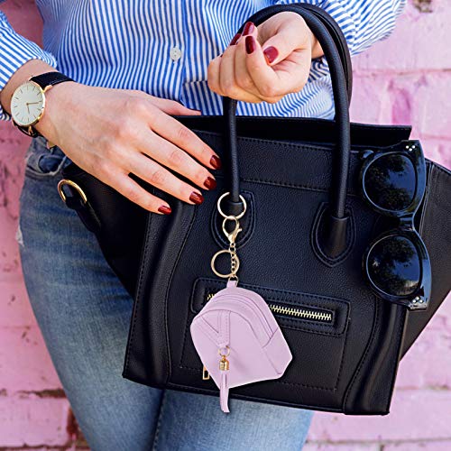 Mini Coin Purse Keychain Mini Wallet Keychain Leather Backpack Coin Pouch Cash Bag Small Change Bags Handbag Pendant for Women Girls Lavender3