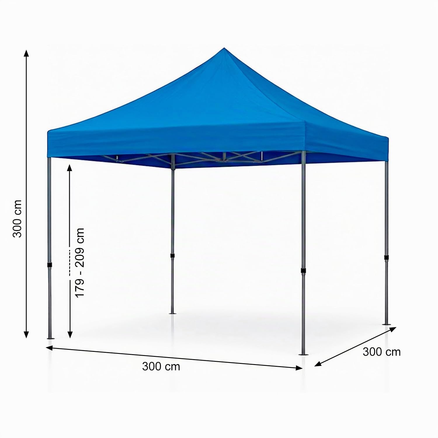 Gazebo Professionale 3x3 M Richiudibile Automatico In Acciaio Con Telo Oxford 1200D PVC Impermeabile e Anti UV Struttura a Fisarmonica con Sacche Zavorra e Borsa Trasporto Sagre Feste Eventi (Blu)