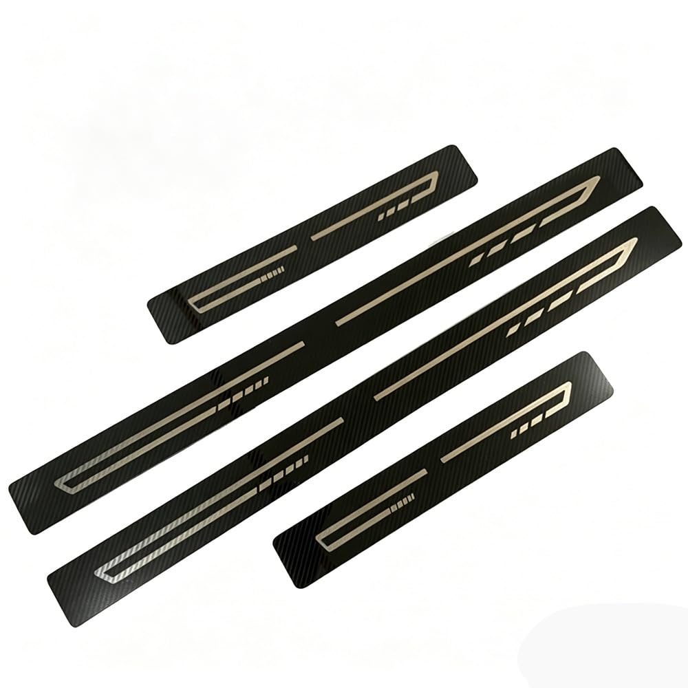 Tryagat 4Pcs Stainless Steel Car Door Sill Protectors Scratch Guards for BMW iX3 G08 2017-2022 2023 2024, Auto Interior Scuff Plate Door Entry Step Cover,Carbon fiber look