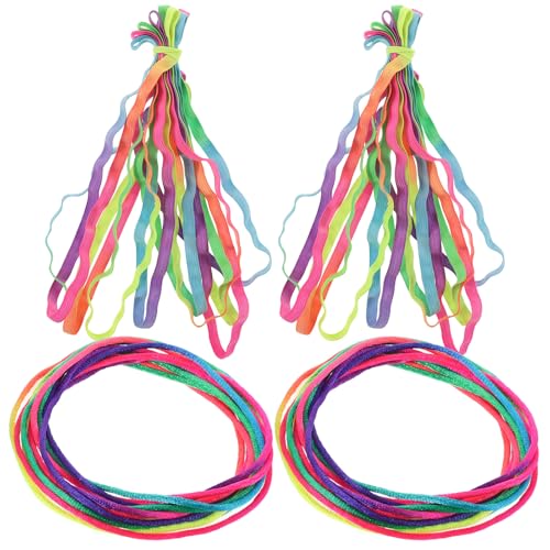 Genérico Cuerdas de Saltar de Goma Anchas 6 M y 1.6 M Colores Arcoíris, Set 4 Piezas para Ejercicio al Aire Libre y Fitness Infantil, Cuerdas Elásticas Resistentes para Saltar