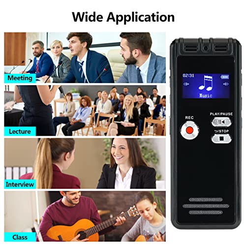 Khaco Enregistreur vocal numérique de 8 Go Enregistreur activé par la voix Lecteur MP3 Réduction du bruit d'enregistrement HD de 1536 Kbps Double microphone avec fonction OTG Capacité de 8 Go Prise en - Image 5