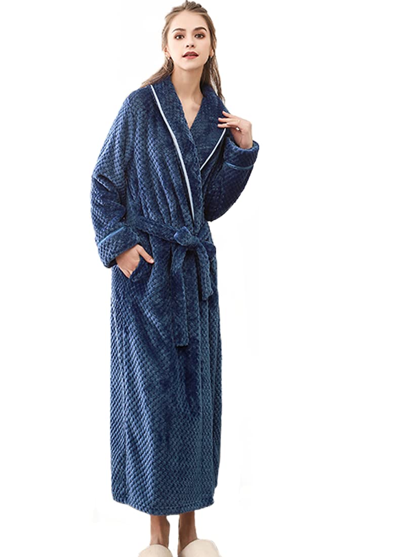 Dla dorosłych Odzież domowa Długi szlafrok, Gorset Kimono Robe Polarowy Wielokolorowy Wiele rozmiarów(Blue,Female/M)