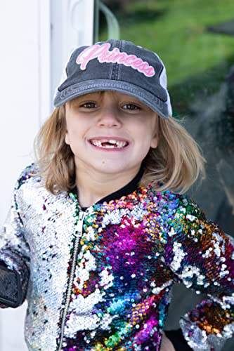 Popfizzy Princess Baseball Caps For Girls And Women, Bling Trucker Hat, Girls Princess Hat, Sparkle Glitter Ballcap, Adjustable Snapback Hats (Pink, Black) #TOP1