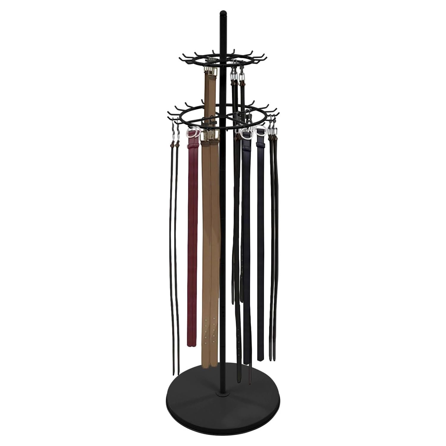 Expositor Giratorio for Accesorios de 167 cm de Alto y 31 Ganchos. Organizador for Cinturones, Bufandas, Corbatas y artículos de decoración for el hogar, Color Dorado.(Schwarz)