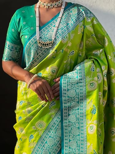 Image of SGF11- Women's Kanjivaram Woven Soft Silk Saree With Blouse Piece