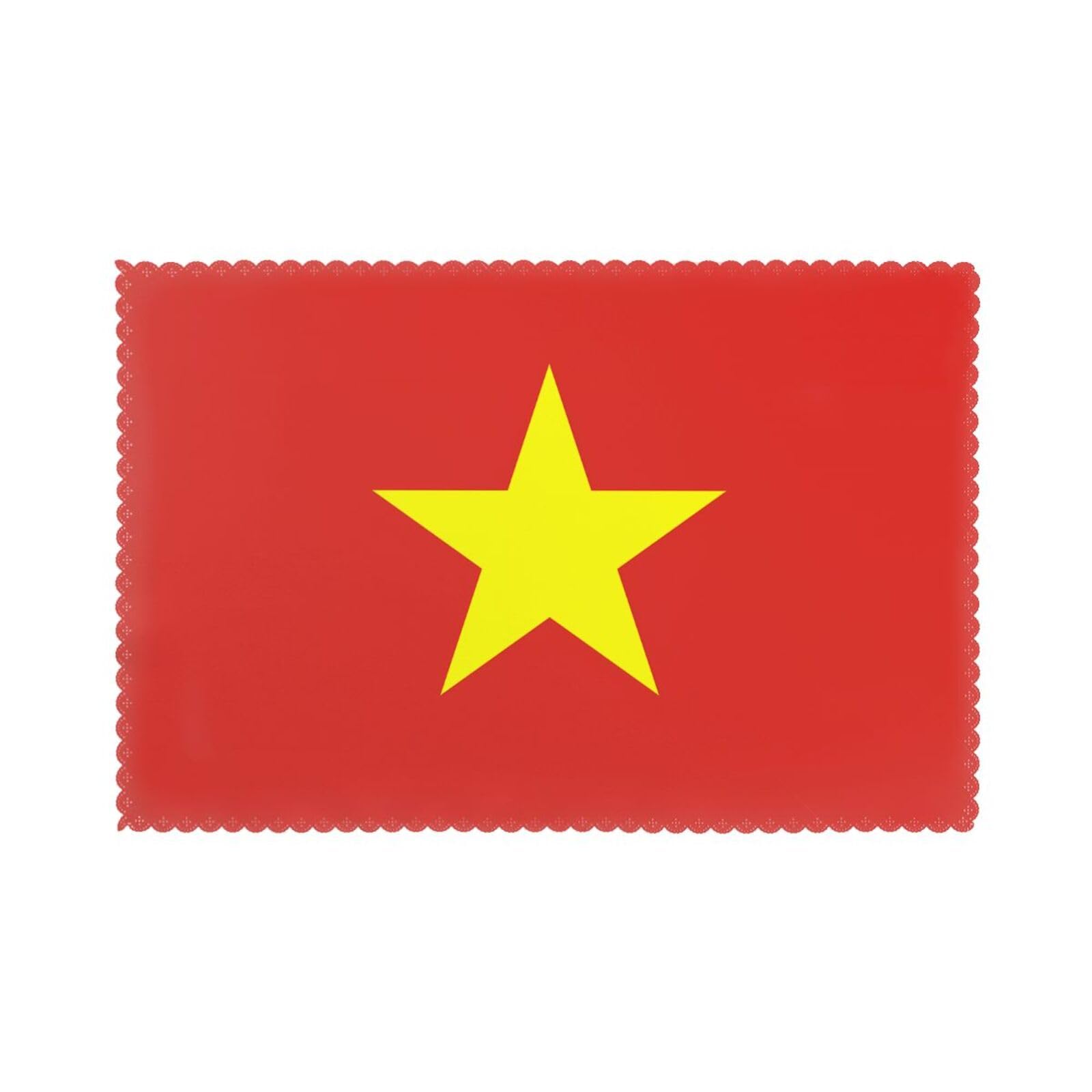 Vietnamese flag Placemat set of 6, oil-proof and insulated dining table placemats, washable and wipeable.