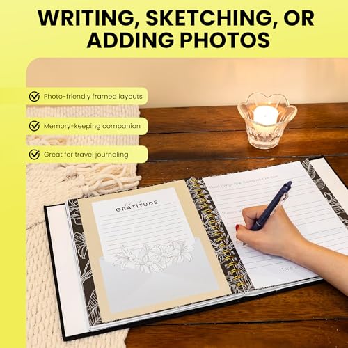 A Year Remembered Journal & Keepsake Memory Book – 9.5"x10.5" – Hardcover Linen Journaling Notebook, Spiral Journal Notebooks for Photos & Moments – Gift for Grandparents Parents Men & Women (Black) - image 2