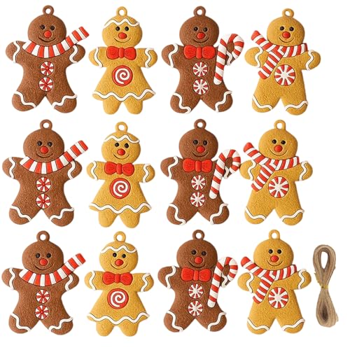 Weihnachtsbaum Deko， 7 cm x 5 cm， 12 Stück Lebkuchenmännchen...