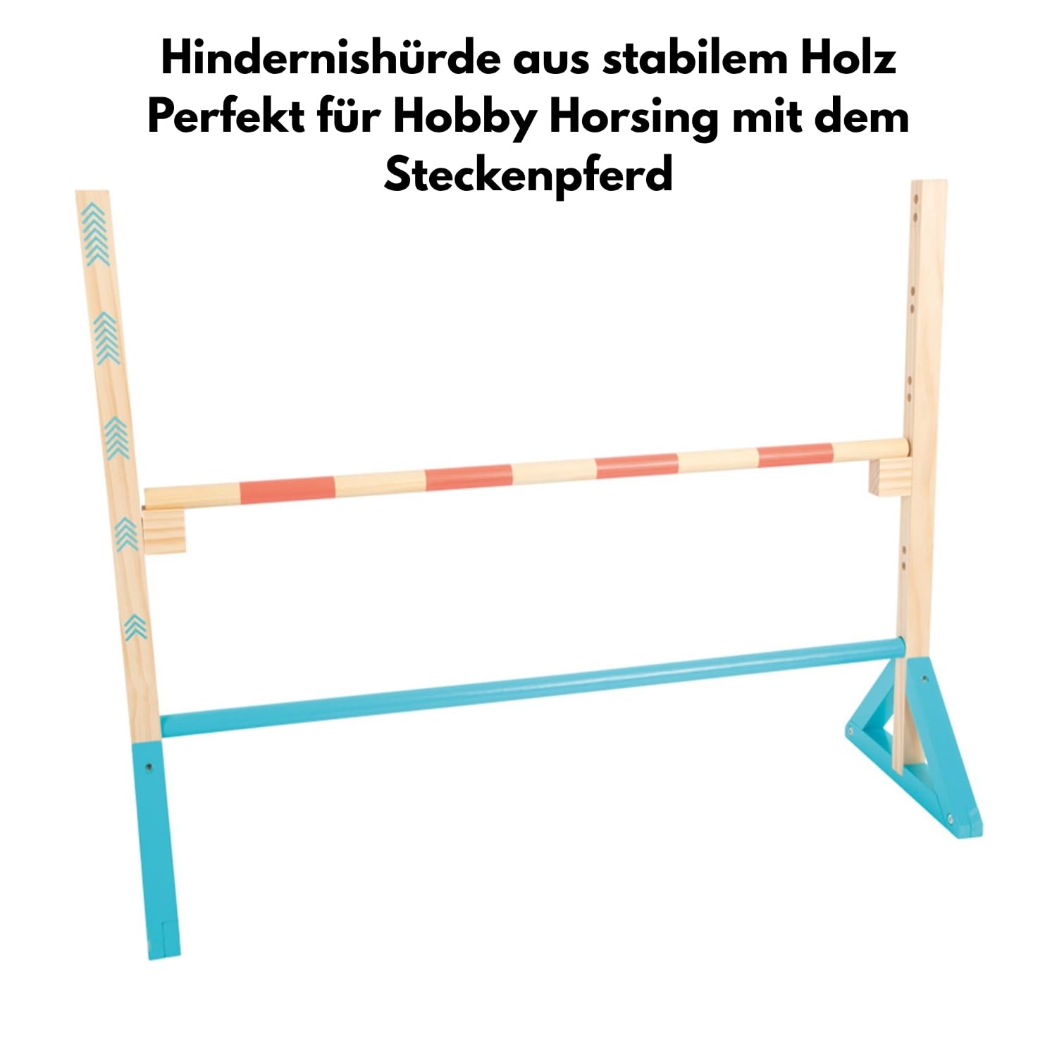 Small Foot Hobby Horsing Steckenpferd Nico mit Springhindernis - Braun | Steckenpferd & Springhindernis | verstellbare Sprunghöhe | Wieher- & Trappelgeräusche | Rollen am Stiel | Halfter & Zügel