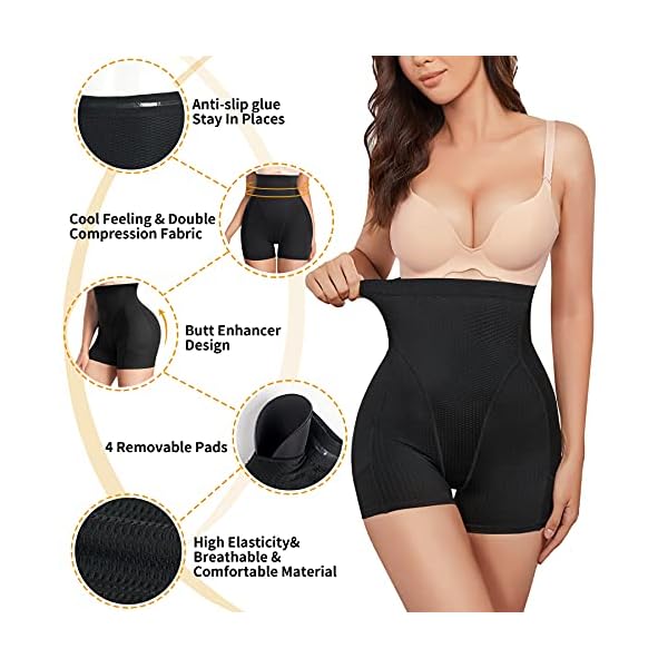 Irisnaya Women Seamless Butt Lifter Padded Shapewear Tummy Control Panties Waist Trainer Body Shaper Hip Enhancer Underwear(Black, Small)