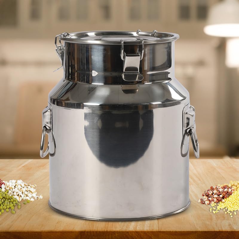Jarra De Leche De Acero Inoxidable Con Tapa Y Asa, Recipiente Hermético De Acero Inoxidable Para Café, Leche, Aceite Y Alimentos Secos