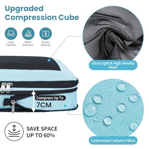 8 Set/6 Set/4 Set Compression Packing Cubes for Travel, Lightweight Vacation Travel Essentials, Travel Accessories for Suitcase Organizer Bags Set, Durable Luggage Organizer2