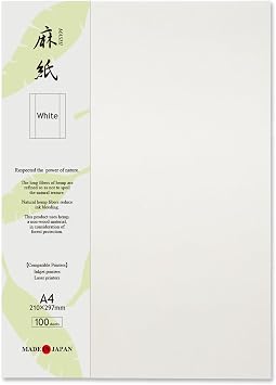 ONAO Japanese Rice Paper Printable A4 Size Paper 100 Sheets, Multipurpose Copy Paper for Laser and Inkjet Printers, Made in JAPAN, White
